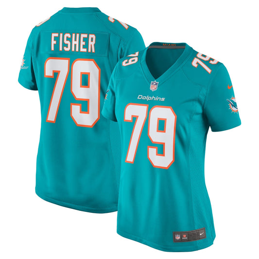 Women's Nike Eric Fisher Aqua Miami Dolphins Home Game Player Jersey